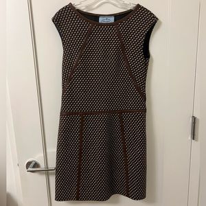 Prada: Size 42/6 Wool dress with leather accents